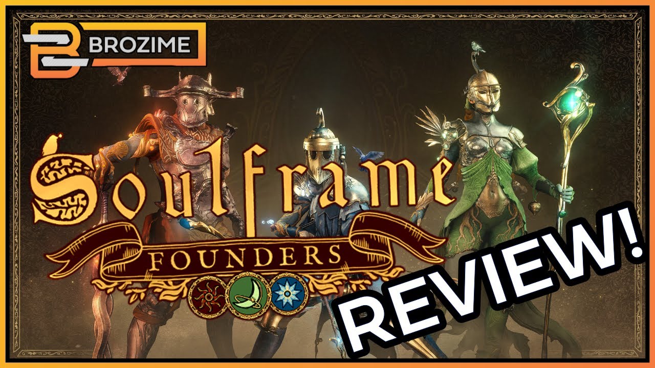 YouTube post by @Brozime for Humble Bundle. Caption reads: Is Soulframe Worth It Right Now? Founders Pack....