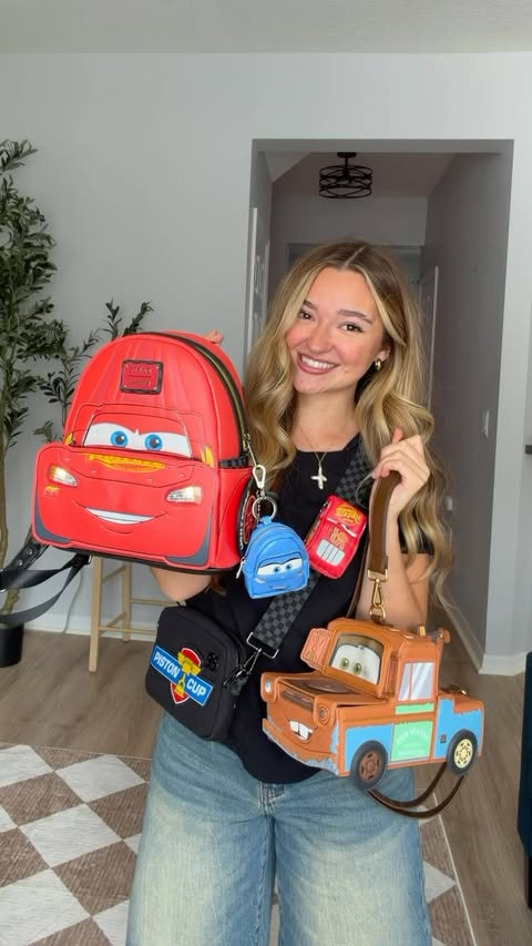 Instagram post by @laurynsquyres for loungefly. Caption reads: Buckle up, @Loungefly has a new Disney Cars....