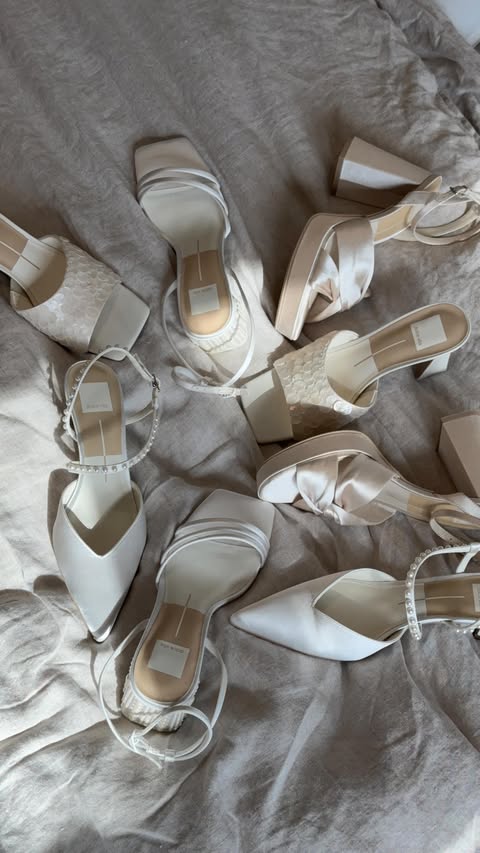 Instagram post by @maddybajczyk for Dolce Vita. Caption reads: [...] any emoji 👠 to shop my bridal shoes!....