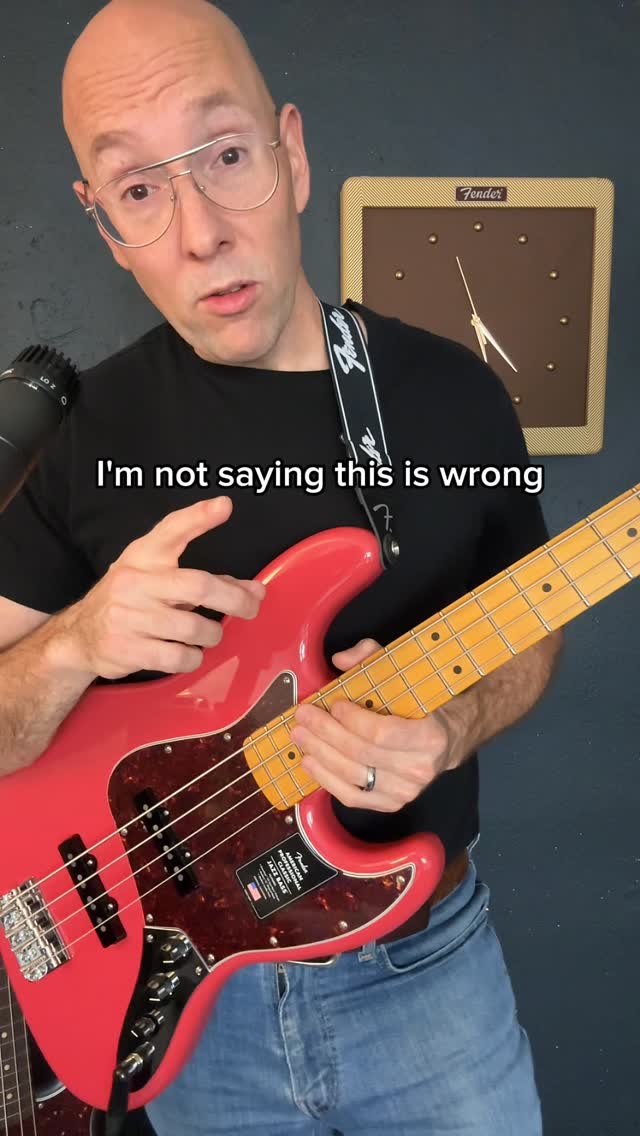 Instagram post by @nickmobassman for Fender. Caption reads: Food for thought about playing percussively on our....