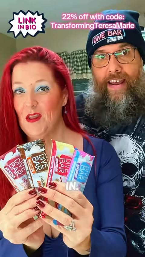 Instagram post by @transformingteresamarie for Dive Bar Nutrition. Caption reads: ♥️Sampling the new FEBRUARY Dive Bars with my....
