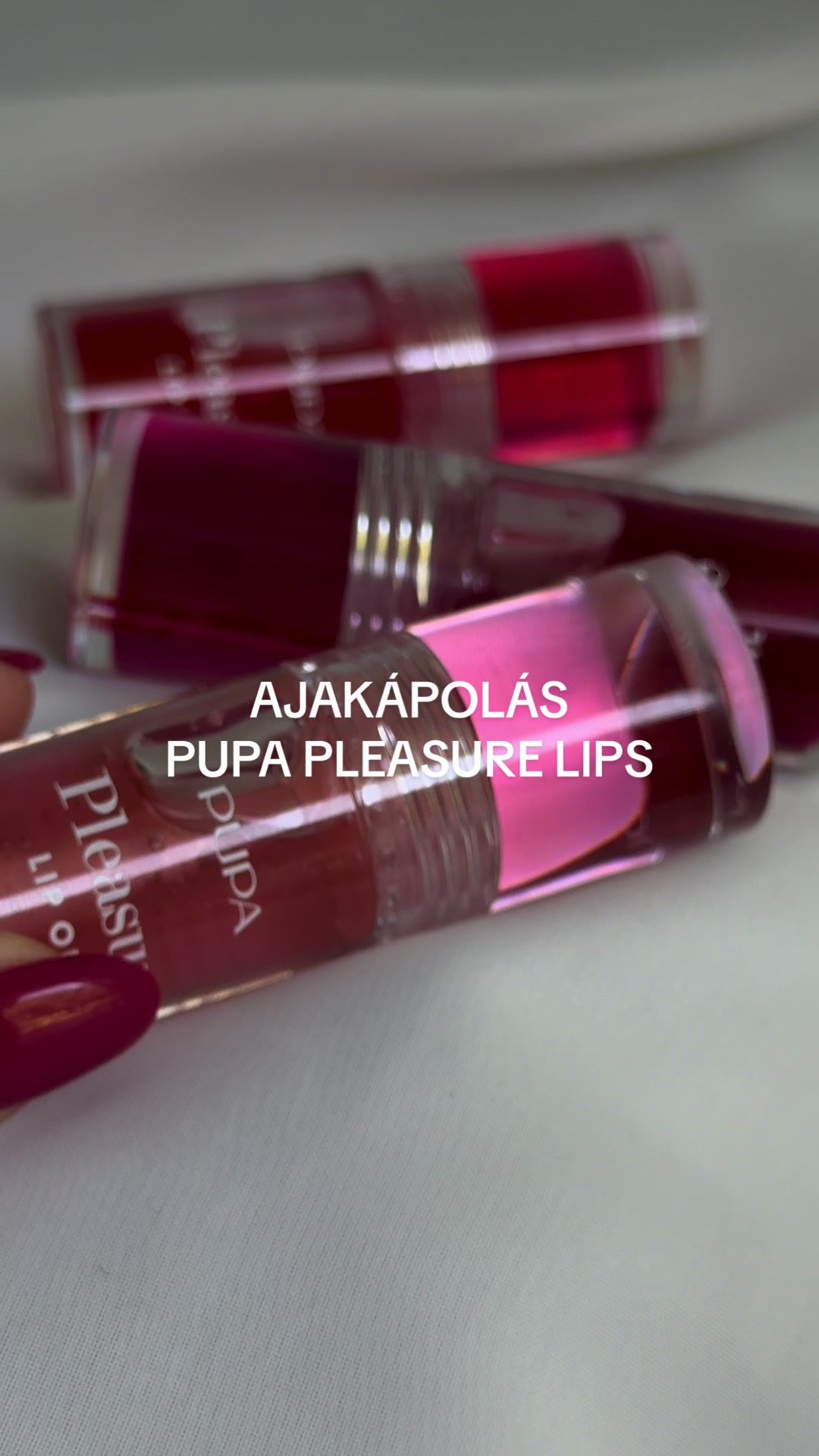 TikTok post by @melkodaniella for PUPA Milano. Caption reads: •reklam•Ajakápolási rutinom az új PUPA Pleasure....