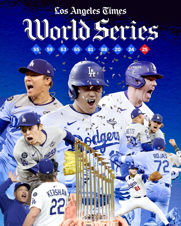 Instagram post by @latimes_sports for Los Angeles Times. Caption reads: Miguel Rojas forced extra innings on a home run in....