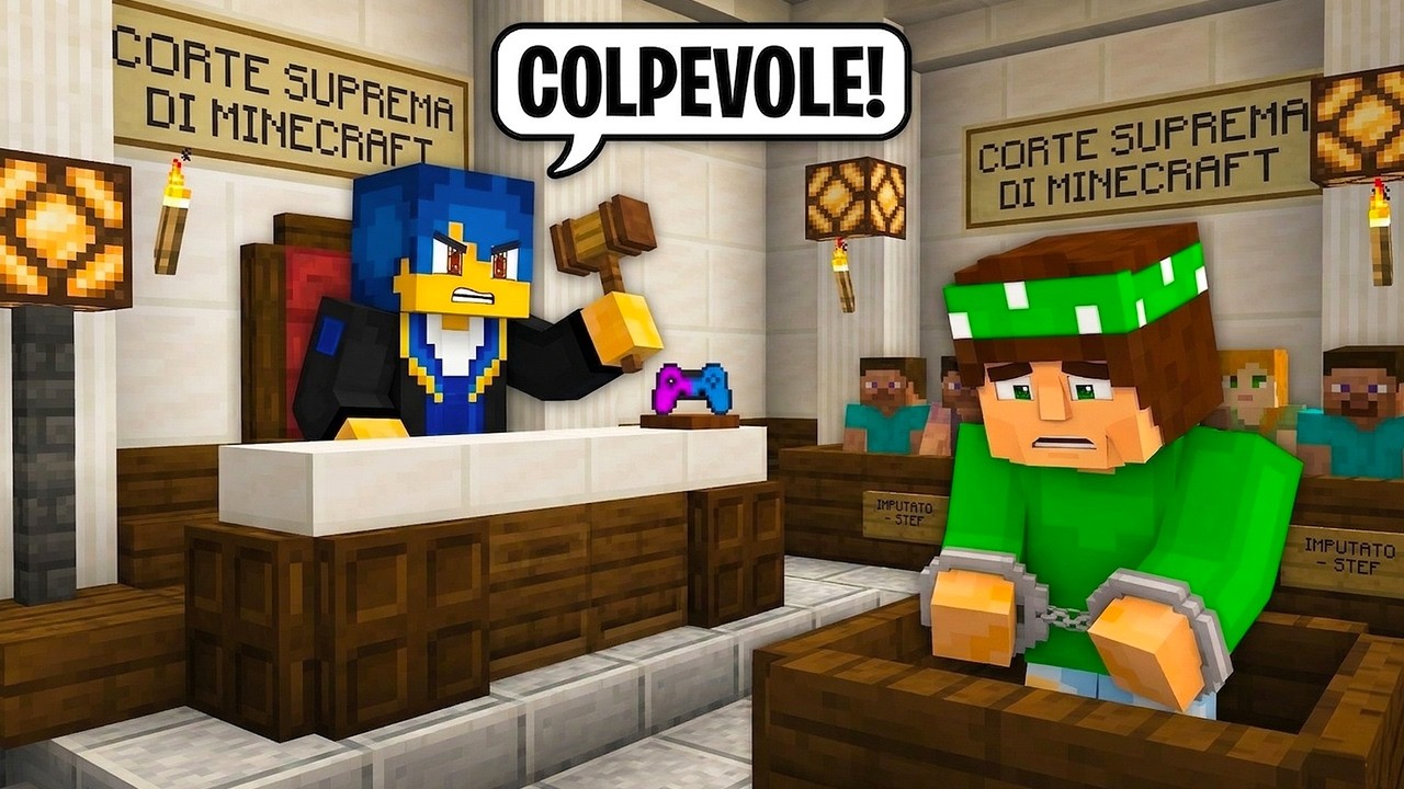YouTube post by @tpoc for GoodMood Boutique. Caption reads: The Supreme Court vs. the Mayor! - Minecraft....