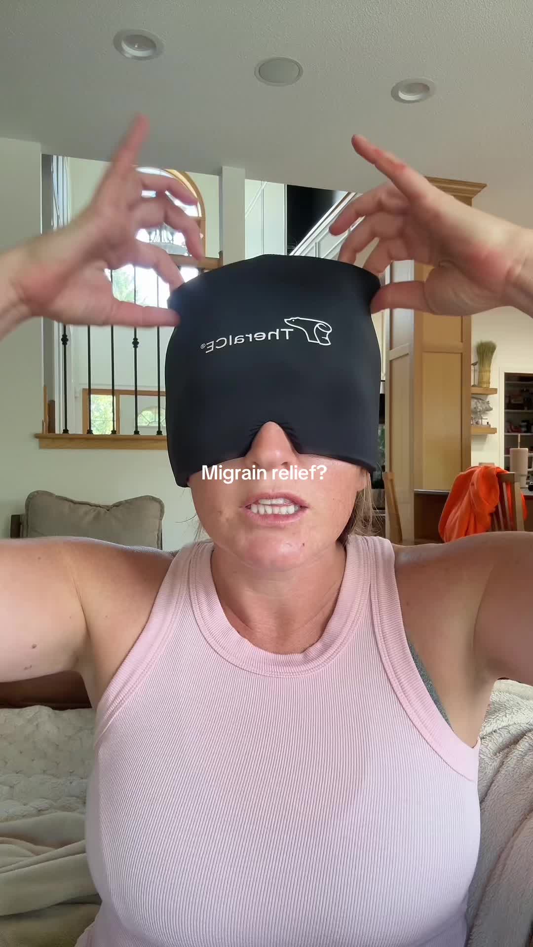 TikTok post by @shellysharesdeals for TheraICE. Caption reads: #theraice #migrainerelief #headacherelief [...].