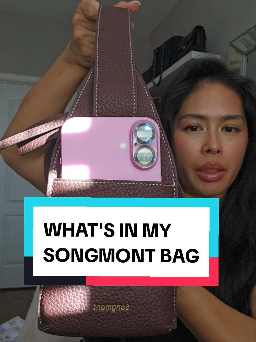 TikTok post by @aheatedmess for BÉIS Travel. Caption reads: What's in my Songmont Drippy Roof bag 👛 Spoiler:....