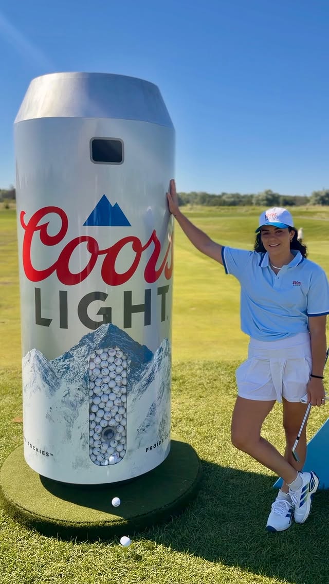 Instagram post by @nothey.itsbel for Coors Light. Caption reads: [...] Golf is already hard enough so the....