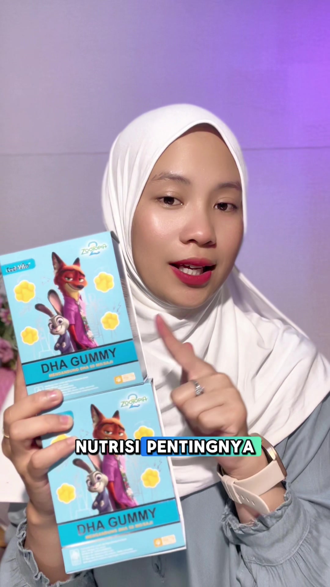 TikTok post by @raninuraeni143 for Coolvita. Caption reads: Wajib stok sih DHa gummy coolvita @Coolvita....