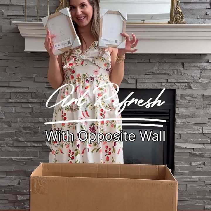 Instagram post by @tinytrendsbyma for Opposite Wall. Caption reads: Art Refresh with @oppositewall . I fell in love....