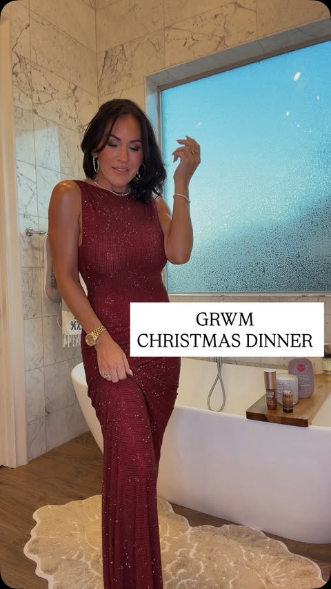 Instagram post by @lexietucker_ for Meshki. Caption reads: Comment DRESS for links to everything ✨
GRWM for a....