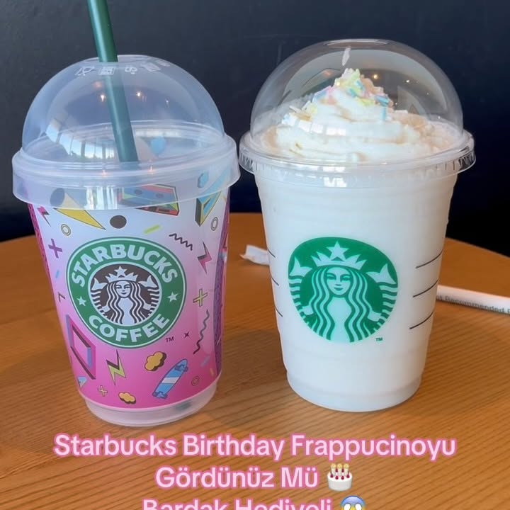 Instagram post by @kiligade for Starbucks. Caption reads: Starbucksın doğum günüymüş içecek vanilyalı ve....