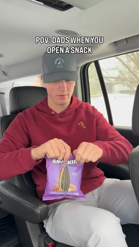 Instagram post by @cadenwenzelgolf for Smackin' Sunflower Seeds. Caption reads: Always trying to take my snacks….....