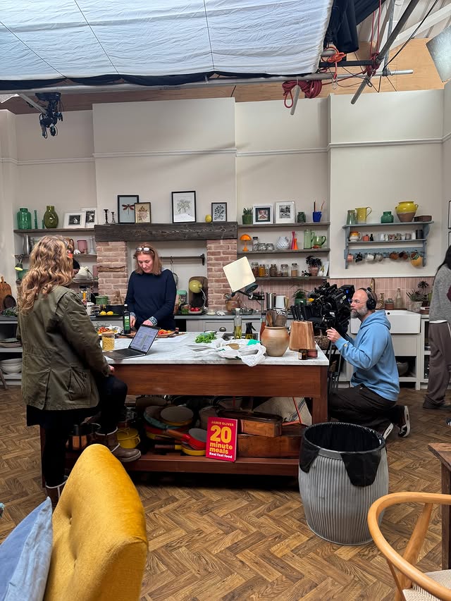 Instagram post by @jamieoliver for Channel 4. Caption reads: [...] while we were busy filming the new @channel4....