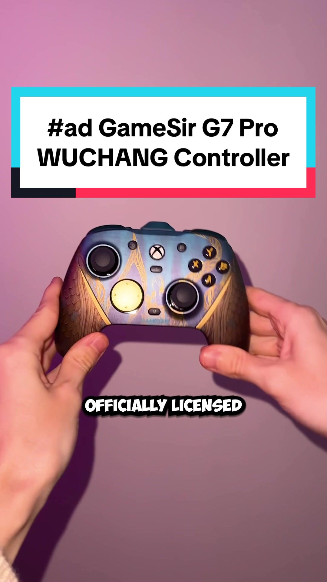 TikTok post by @rosstheesquirrel for GameSir. Caption reads: #ad GameSir's 1st Officially Licensed Wireless....