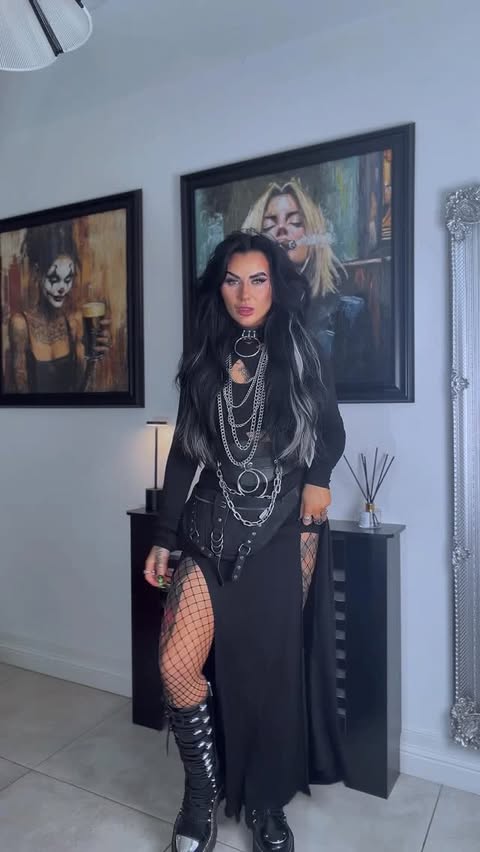 Instagram post by @rocknrollmama_x for KILLSTAR. Caption reads: [...] caught up fishnets & uprising dress....