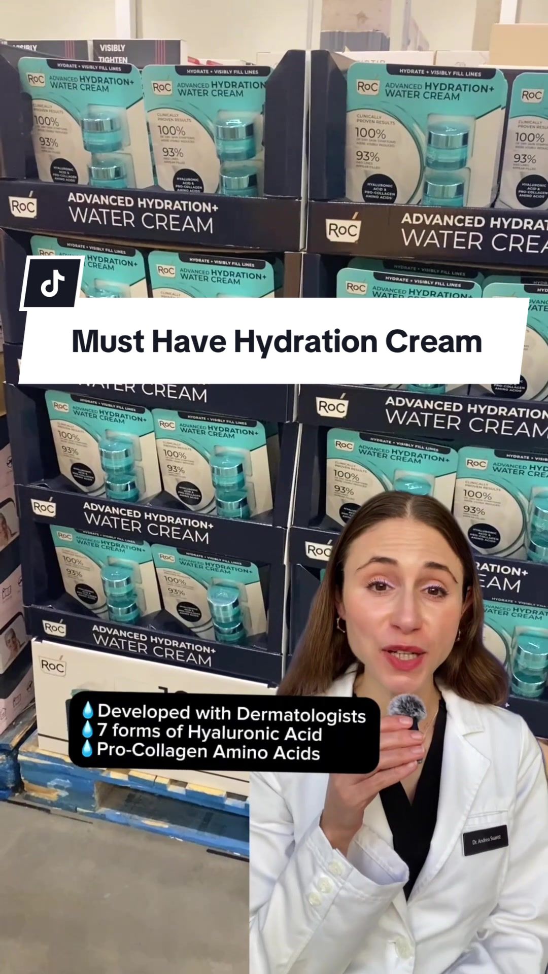 TikTok post by @drdrayzday for RoC Skincare. Caption reads: #roc_partner The dermatologist-trusted @RoC....