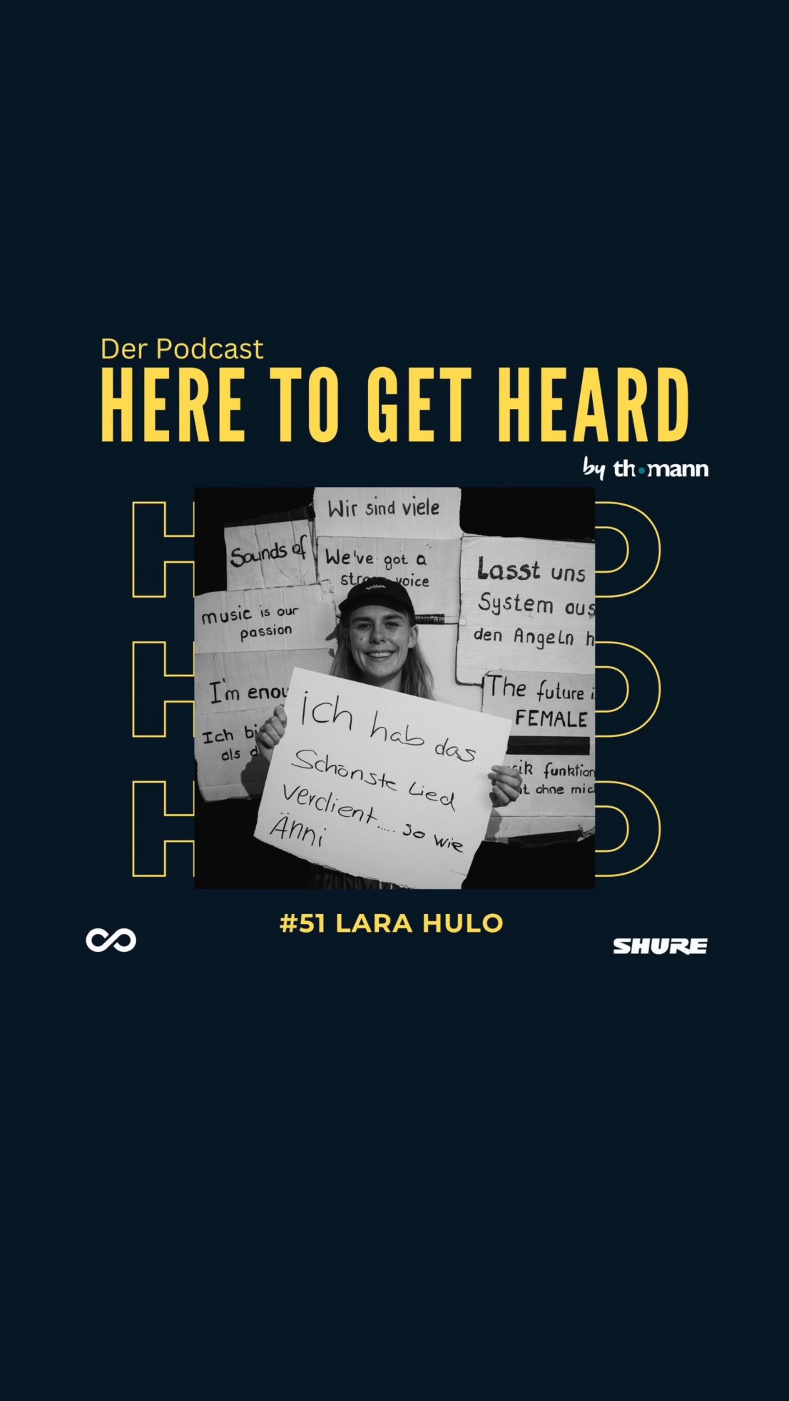 Instagram post by @larahulo for Shure. Caption reads: Seid ihr People Pleaser – oder nicht? Genau darum....