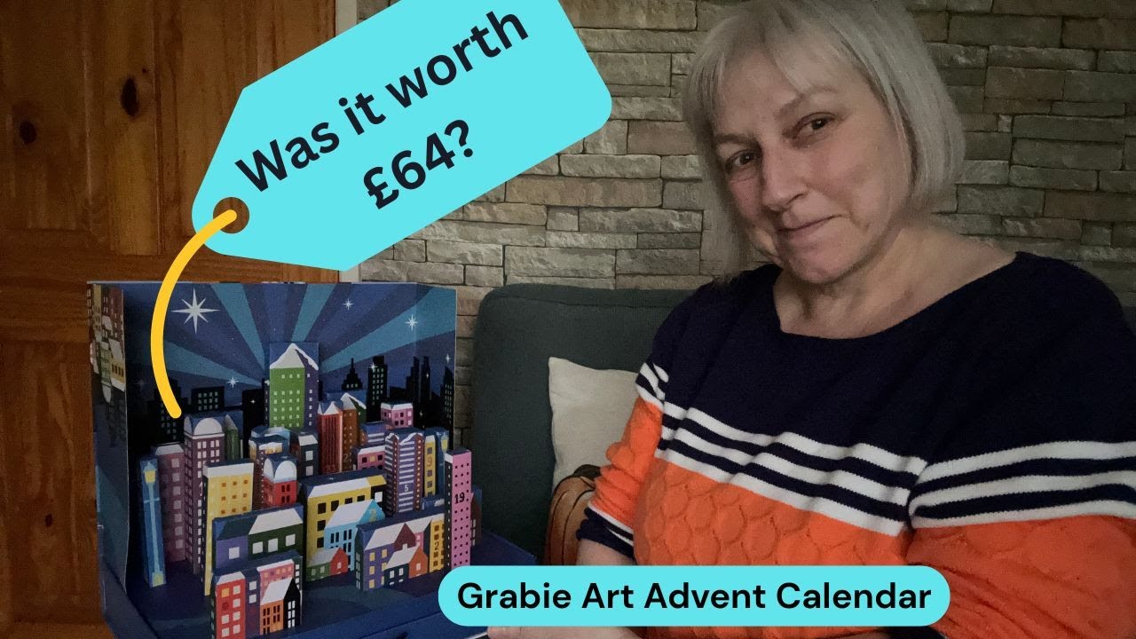 YouTube post by @GeordieGrandma for Grabie Art. Caption reads: Watch me unbox the Grabie Art Advent Calendar....