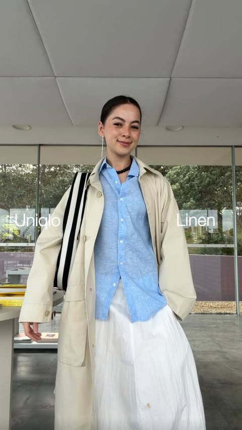 Instagram post by @ciarakeva for UNIQLO Thailand. Caption reads: Nothing feels better than 100% premium linen shirt....
