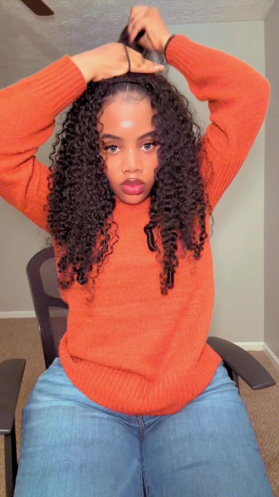 TikTok post by @rae.and.bae for Sterly Hair Shop. Caption reads: So soft and voluminous, the curl lasts and doesn't....
