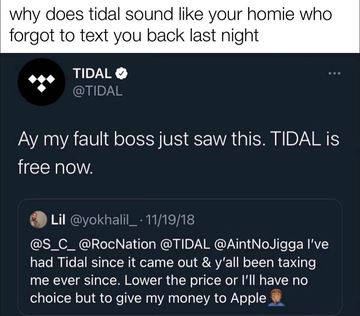 Instagram post by @fruitsnacks for TIDAL. Caption reads: @TIDAL really coming in clutch #ad.