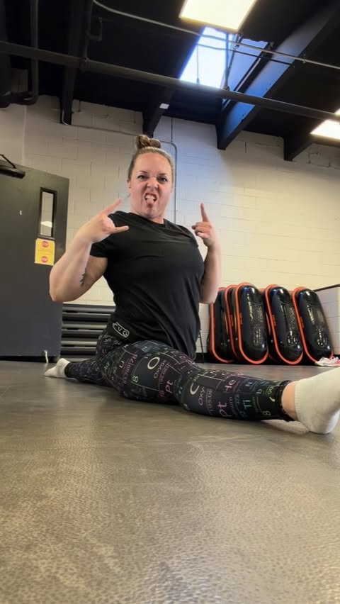 Instagram post by @allisonhanksfitness for Constantly Varied Gear. Caption reads: [...] 👀 🧪 🧬 Discount in bio....
