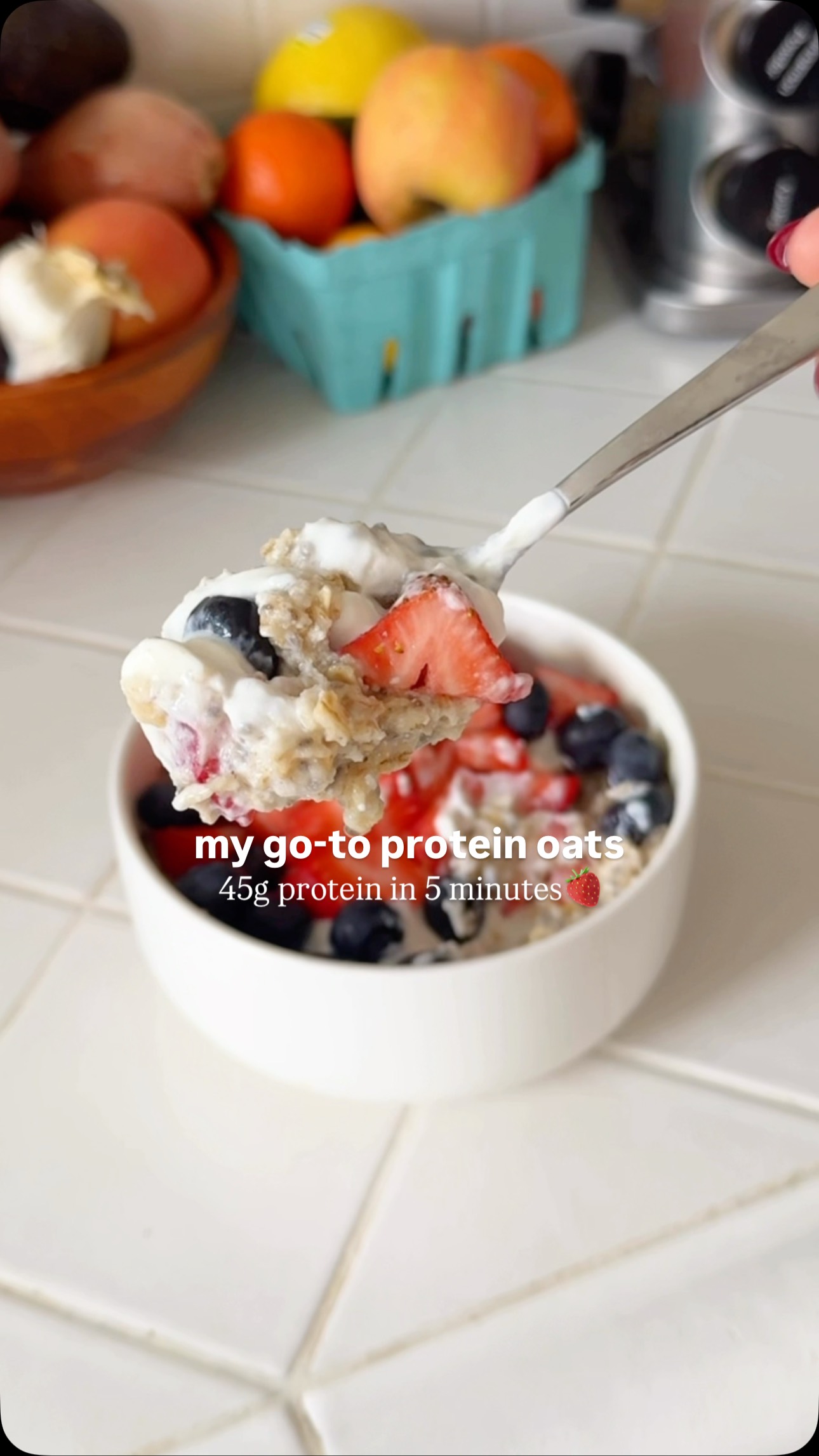 Instagram post by @fitness4lazygirls for 1UP Nutrition. Caption reads: the besttt way to start the day🥰🍓

takes me 5....