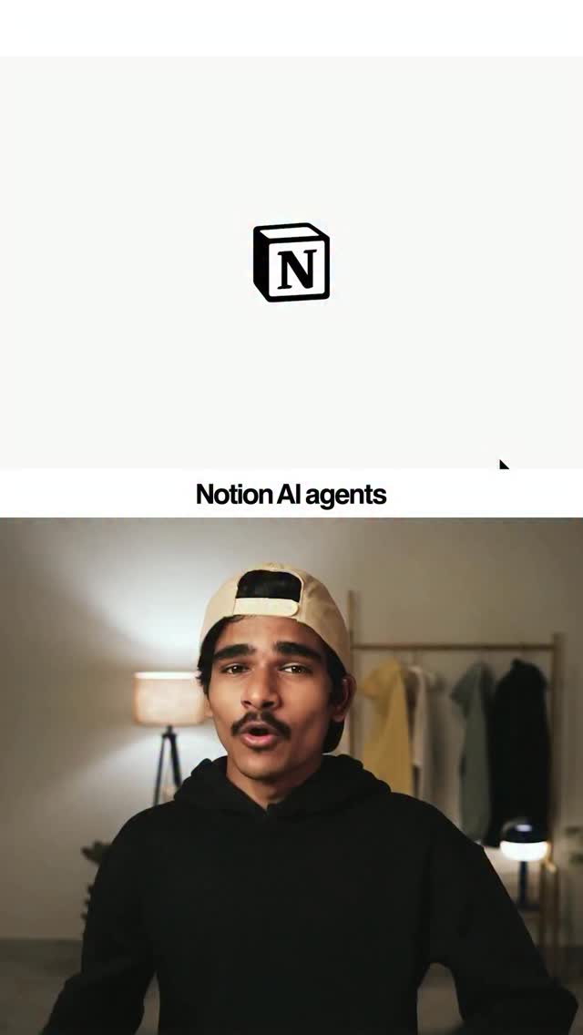 Instagram post by @ashoksangireddyy for Notion. Caption reads: Notion AI Agents automate your content research....