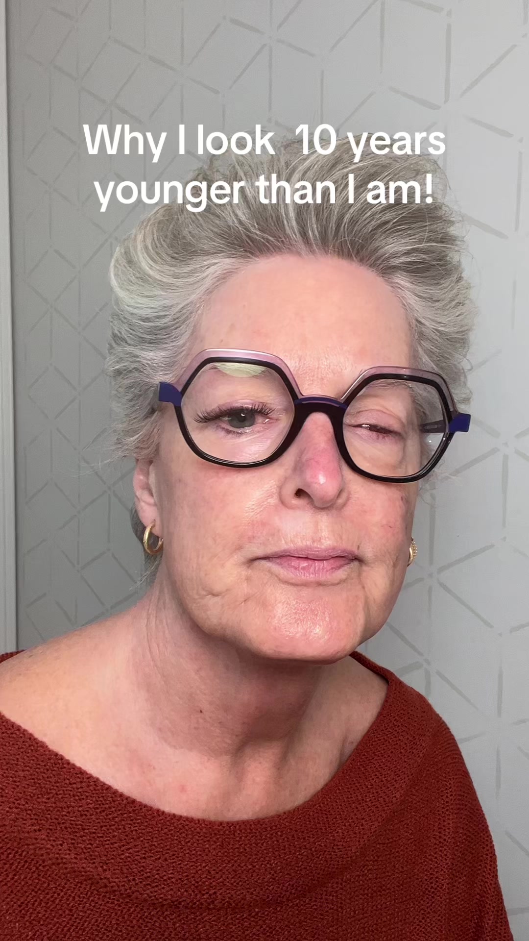 TikTok post by @mwogrady for HKH cosmetics. Caption reads: [...] #skincareover50 @HKH cosmetics.