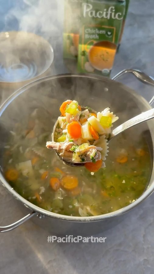 Instagram post by @jakecohen for Pacific Foods. Caption reads: 30-MINUTE CHICKEN NOODLE SOUP! #PacificPartner I’m....