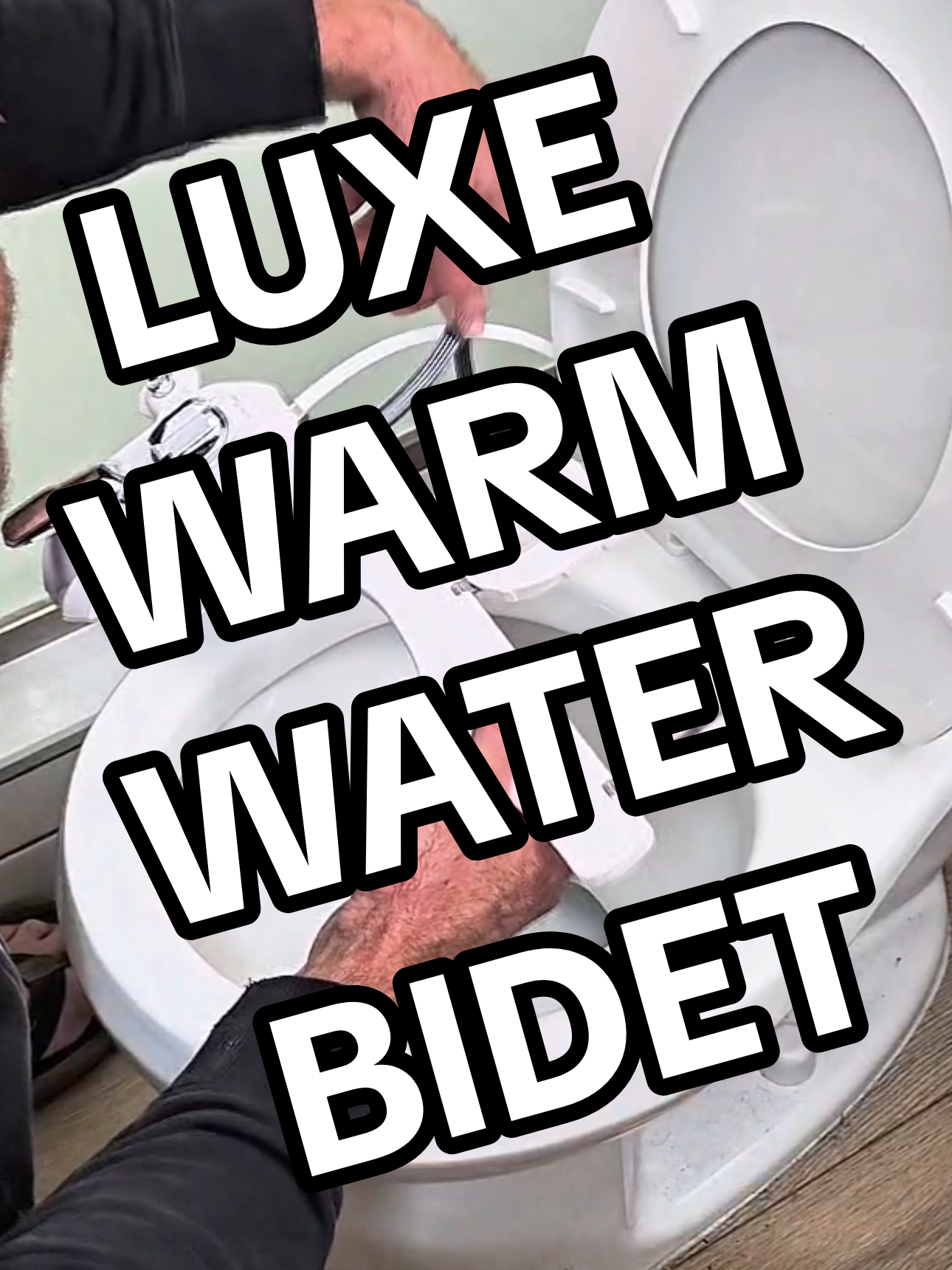 TikTok post by @_bergamont for LUXE Bidet. Caption reads: @LUXE Bidet WHIFT 320 Bidet Warm Water, Built-In....