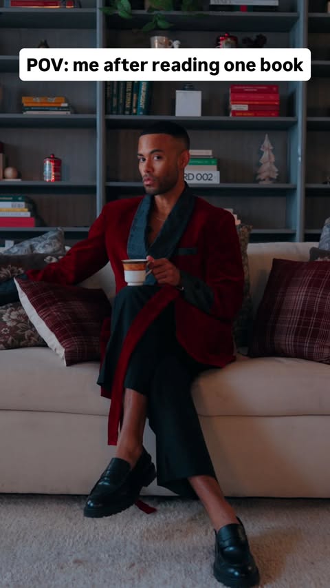 Instagram post by @cjshepjr for Amazon Books. Caption reads: [...] of books as high as my cheekbones 📚✅....