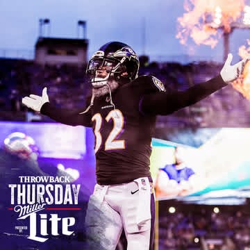 Instagram post by @ravens for Miller Lite. Caption reads: 🍨🍨🍨.