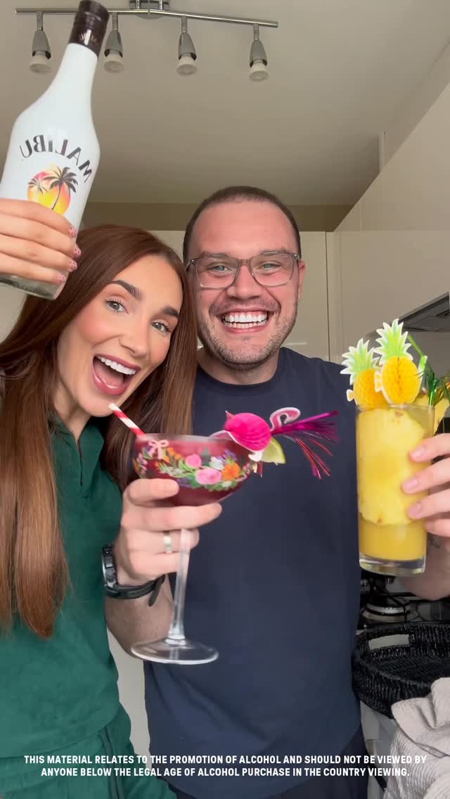 Instagram post by @morganbold for Malibu Drinks. Caption reads: CHASING THE SUMMER 🌴✨ with @malibu_rum 18+ |....