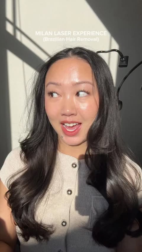 Instagram post by @days.with.jess for Milan Laser Hair Removal. Caption reads: I’m so happy with my Brazilian laser treatments so....