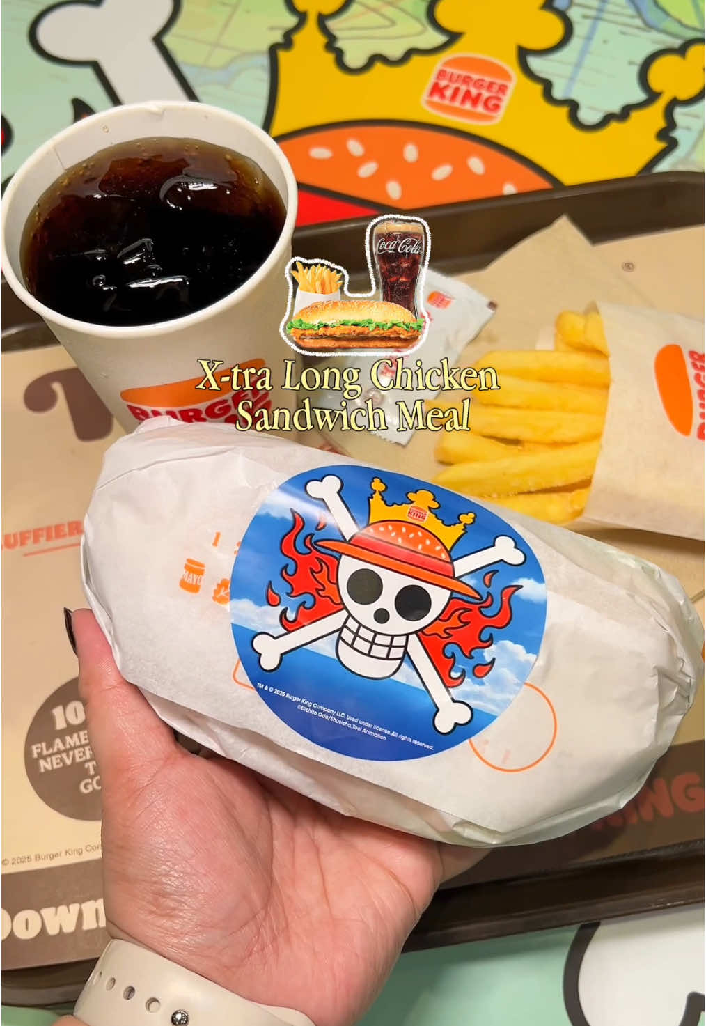 TikTok post by @bea_nazaret for Burger King. Caption reads: Burger King x One Piece is finally here! 🍔🏴‍☠️....