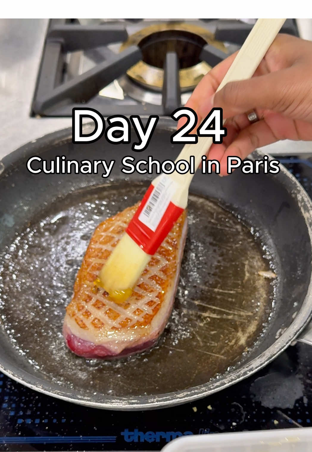 TikTok post by @foodandfellowship_ for Heaven Mayhem. Caption reads: Day 24! Cooking up a honey-glazed duck breast 😋....