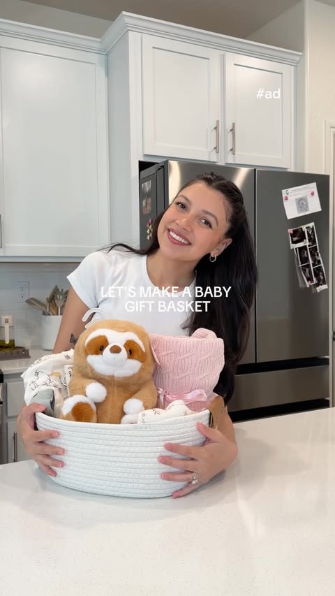 Instagram post by @brianavivian for Spin Master. Caption reads: [...] #GUND #babygiftbasket #GUNDplumpkin....