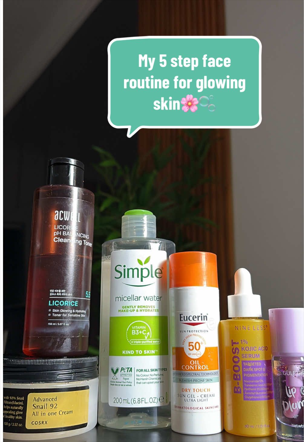 TikTok post by @myeddydaries for Acwell. Caption reads: Product use@acwell @NINELESS @cosrxth @Eucerin....