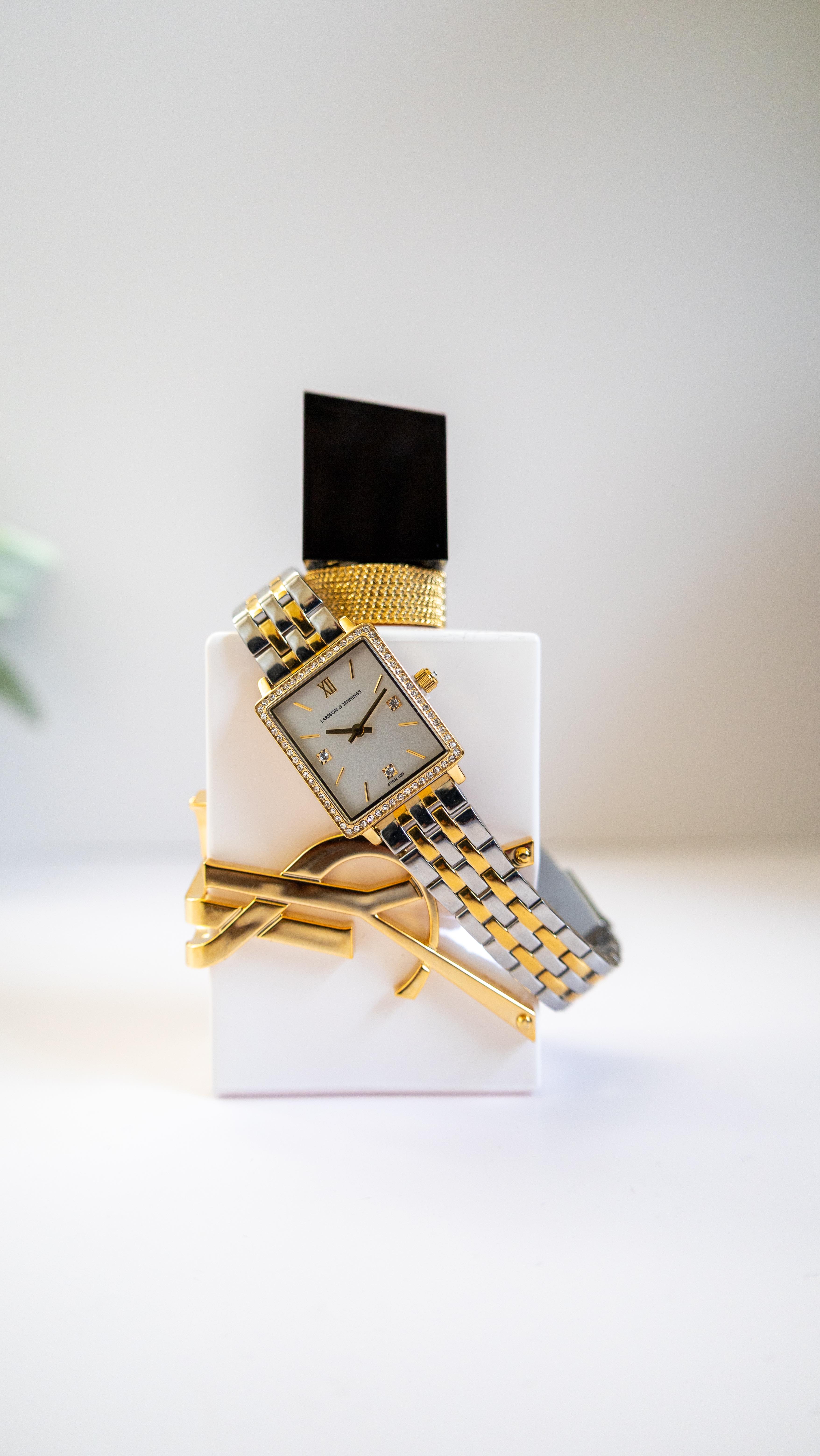 Instagram post by @iamchayawright for Larsson & Jennings. Caption reads: [...] 

Dress: @commense.official 
Watch:....