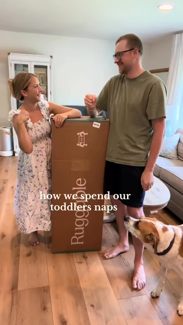 Instagram post by @samantha_lindner for Ruggable. Caption reads: the only time anything gets done 😅🤪 naps or....