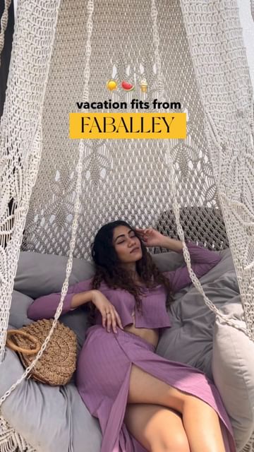 Instagram post by @simranmeher for Faballey. Caption reads: [...] my fav breezy vacay outfit picks from....