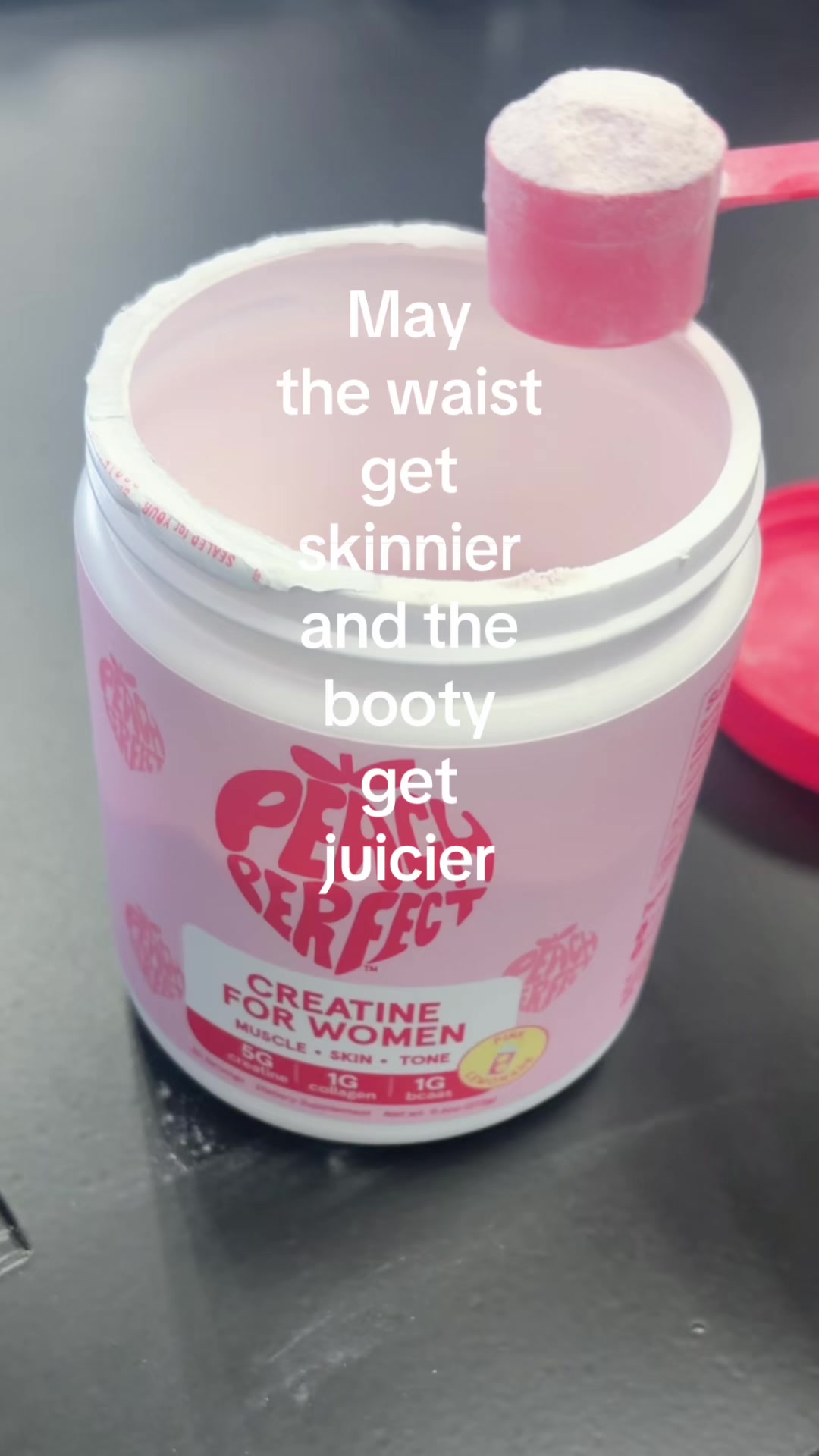 TikTok post by @catherinevxzquez for Peach Perfect Nutrition. Caption reads: @Peach Perfect Nutrition #fyp #ttshop #gym #viral.