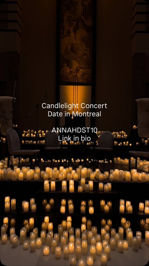 Instagram post by @anna_hdst for Candlelight Concerts by Fever. Caption reads: #montreal #dating #mtl #candlelightconcert....