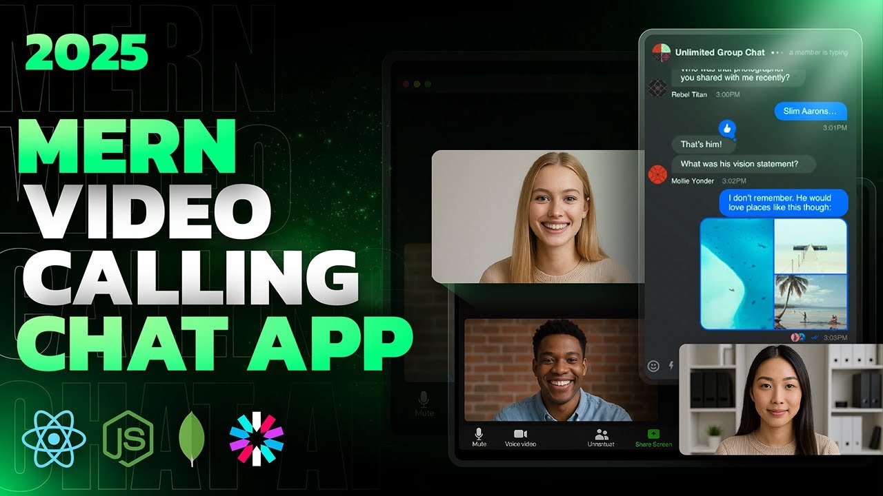 YouTube post by @codesistency for Udemy. Caption reads: MERN Stack Project: Video Calling Realtime Chat....