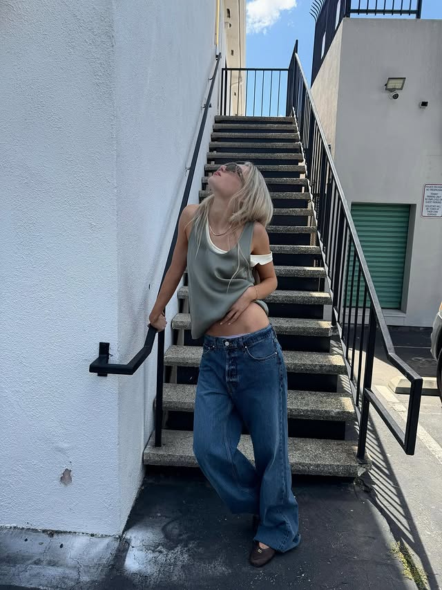 Instagram post by @livvbanks for ANINE BING. Caption reads: @aninebingofficial denim always #ad.
