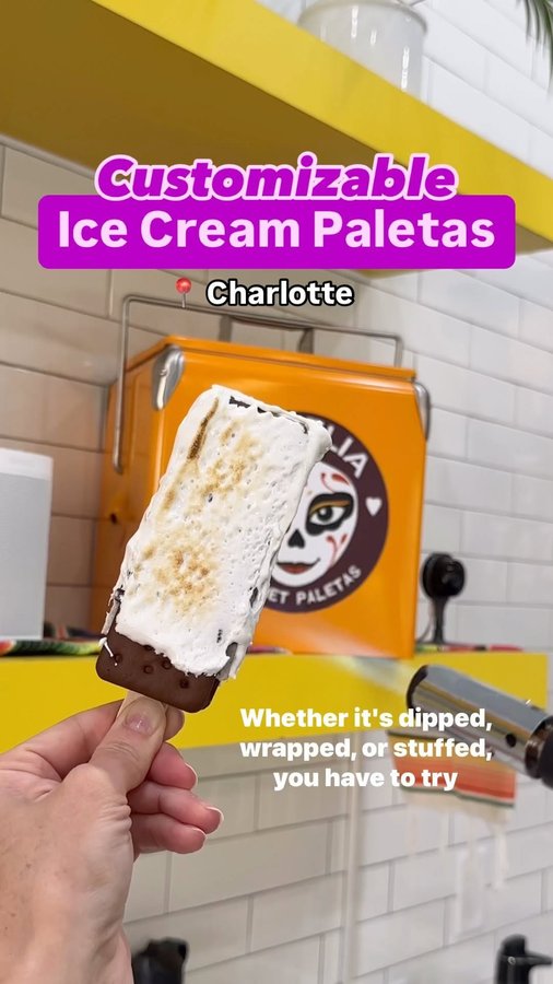 Instagram post by @dailydreclt for Morelia Gourmet Paletas. Caption reads: Unreal treats in Charlotte 👀 Have you tried a....