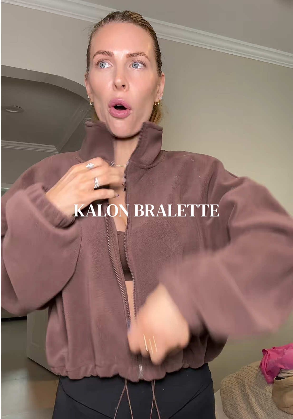 TikTok post by @glowupwithjennn for Xoxokalon. Caption reads: Kalon bralettes FTW!! #sportsbra #xoxokalon....