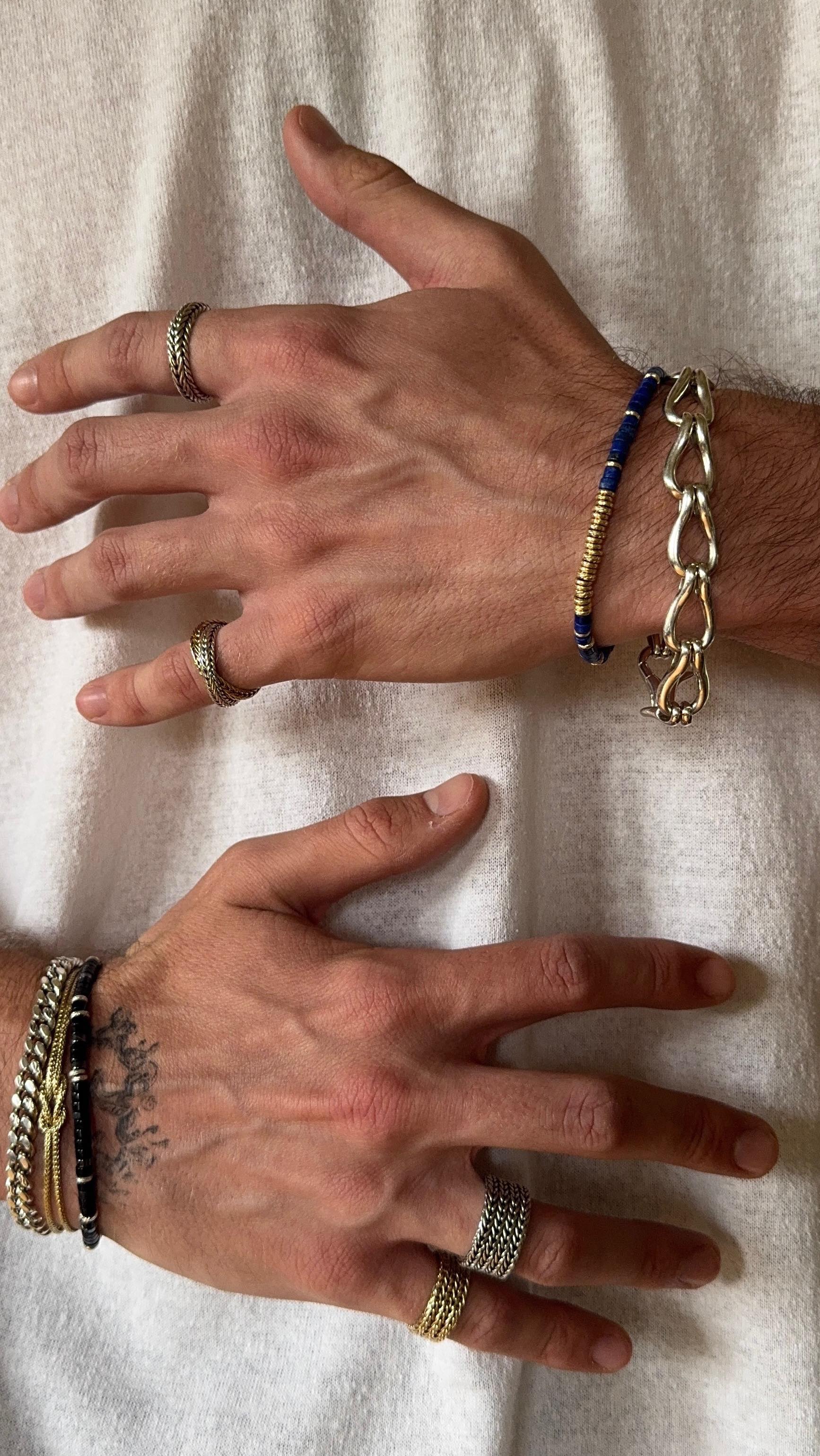 Instagram post by @ethangaskill for John Hardy. Caption reads: mixed metals, fun colors, and lots of layering for....