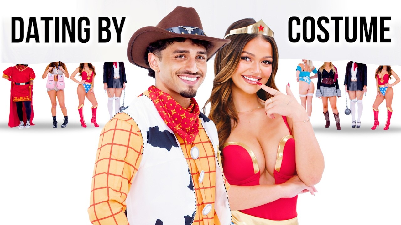 YouTube post by @DavidAlvareeezy for Herohero. Caption reads: Blind Dating 6 Girls By Halloween Costumes.